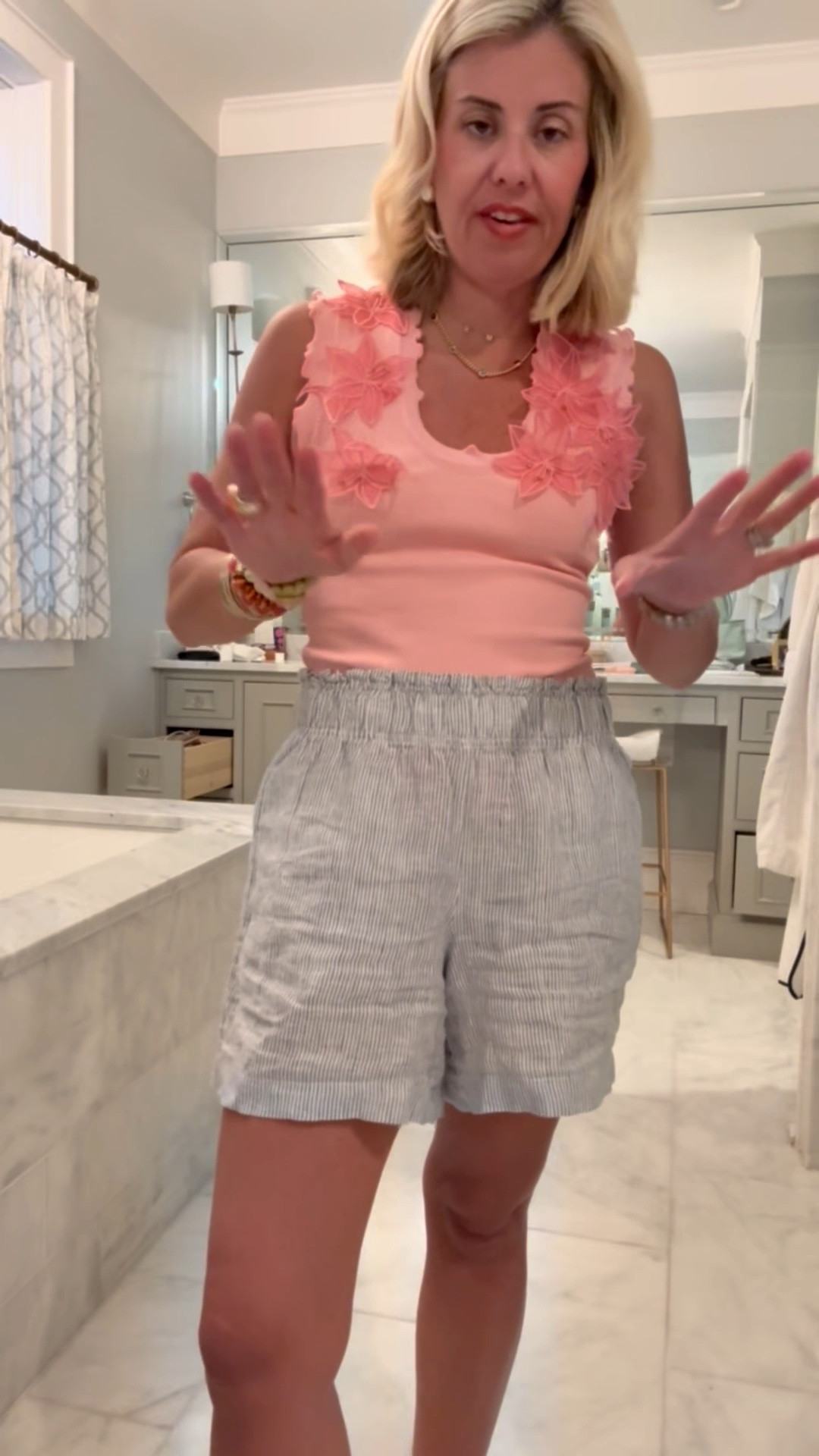 OOTD….headed to get our girl! 
Tank & shorts - xs and 7 sandals (size 1 down) 

*use code Catherine20 for 20% off my bracelets ￼

#LTKmomlife #LTKKids #LTKTravel