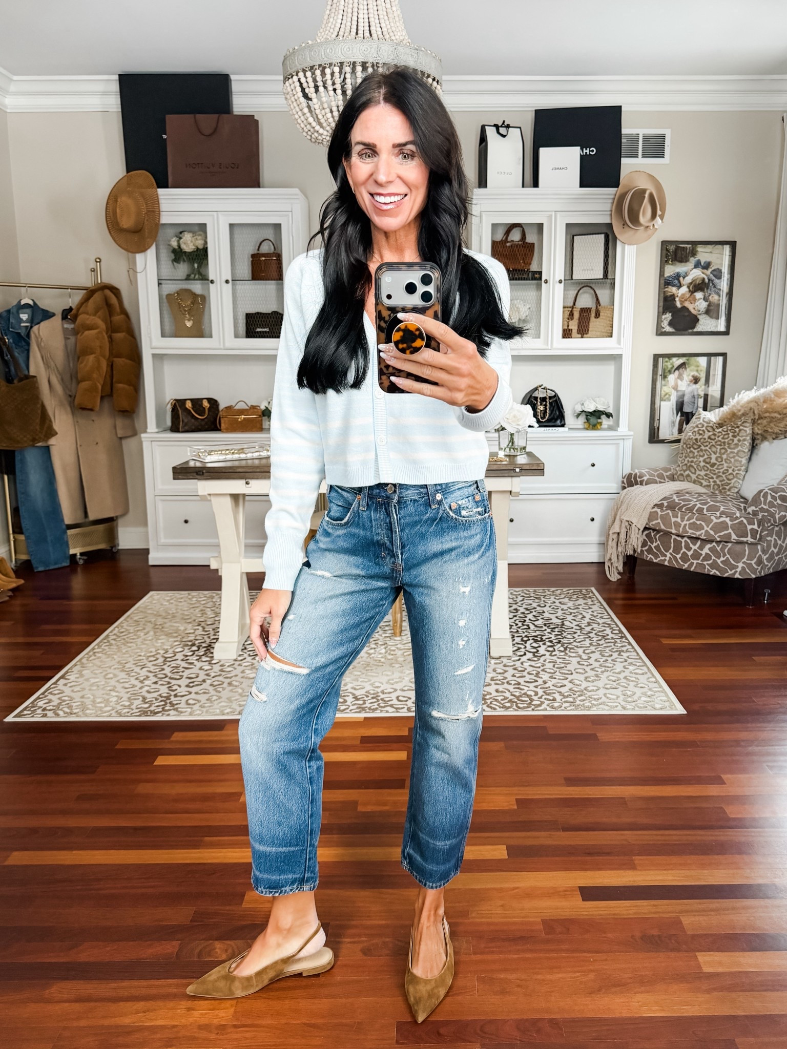 Love this light blue cardi for spring! 

#LTKOver40 #LTKSeasonal #LTKootd