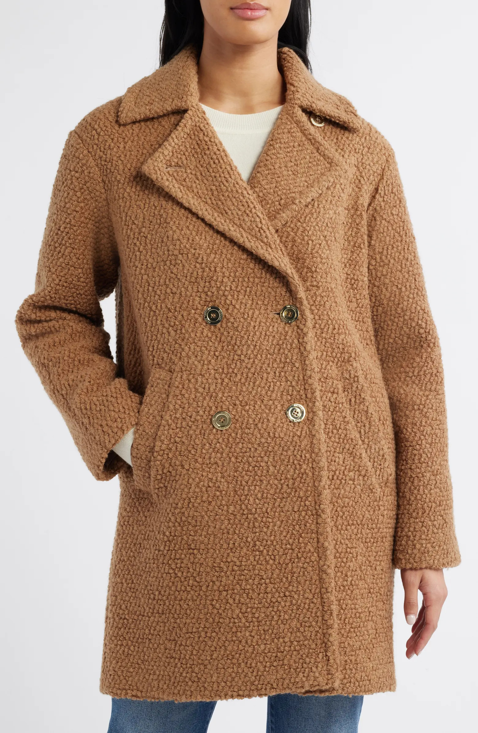 Michael Kors Double Breasted Wool Blend Bouclé Coat | Nordstrom | Nordstrom