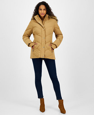 MICHAEL Michael Kors Women's Faux-Fur-Trim Hooded Puffer Coat, Created for Macy's - Macy's | Macy's