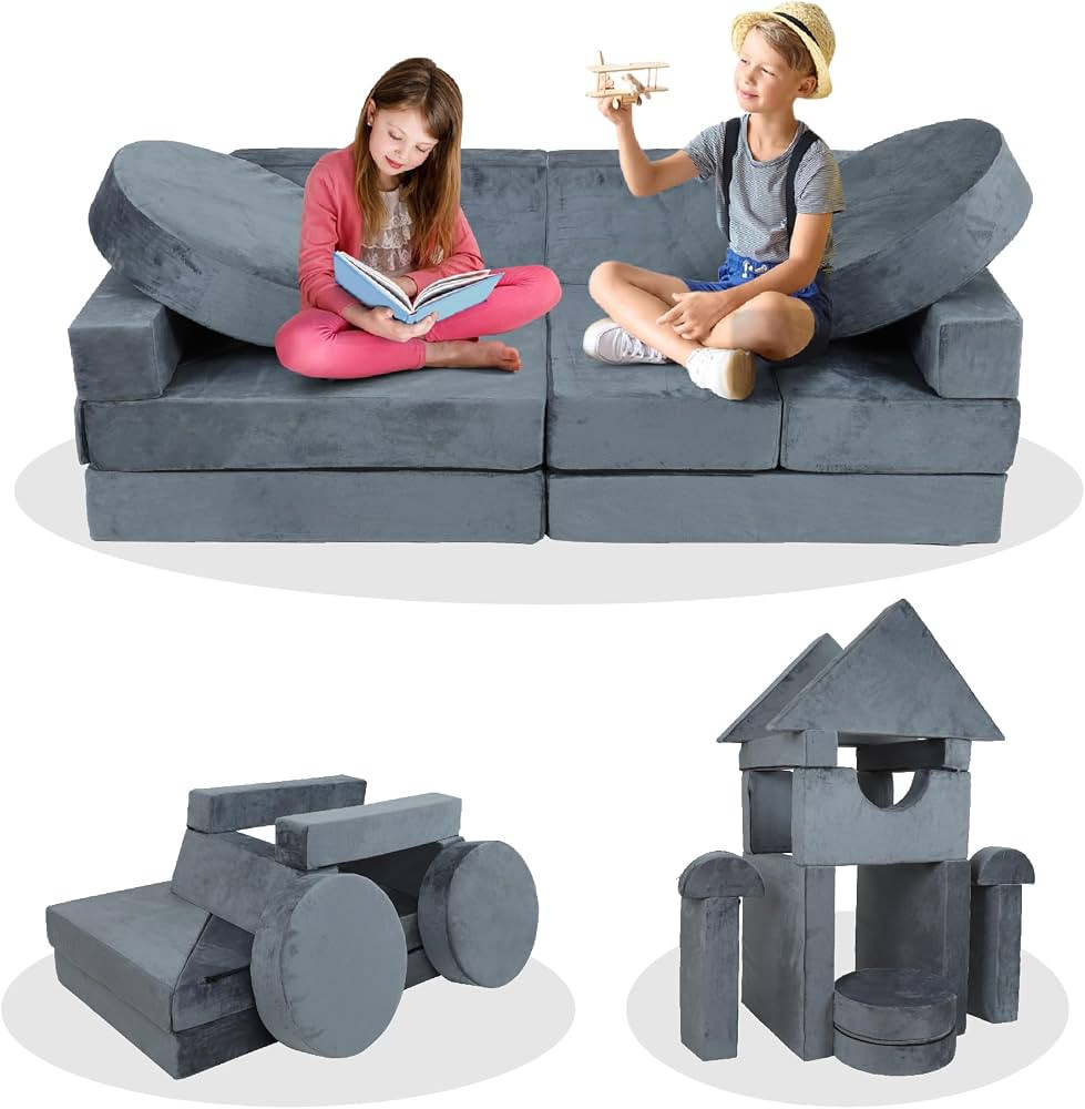 Nugget Couch Kids 14pcs Modular Kids Play Couch Building Fort, Nugget Play Couch Kids Foam Couch ... | Amazon (US)