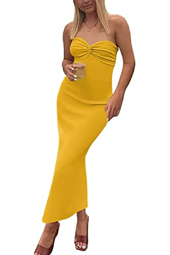 LILLUSORY Women's 2023 Spring Sexy Y2K Midi Knitted Dresses Party Cocktail Bodycon Date Night Semi F | Amazon (US)