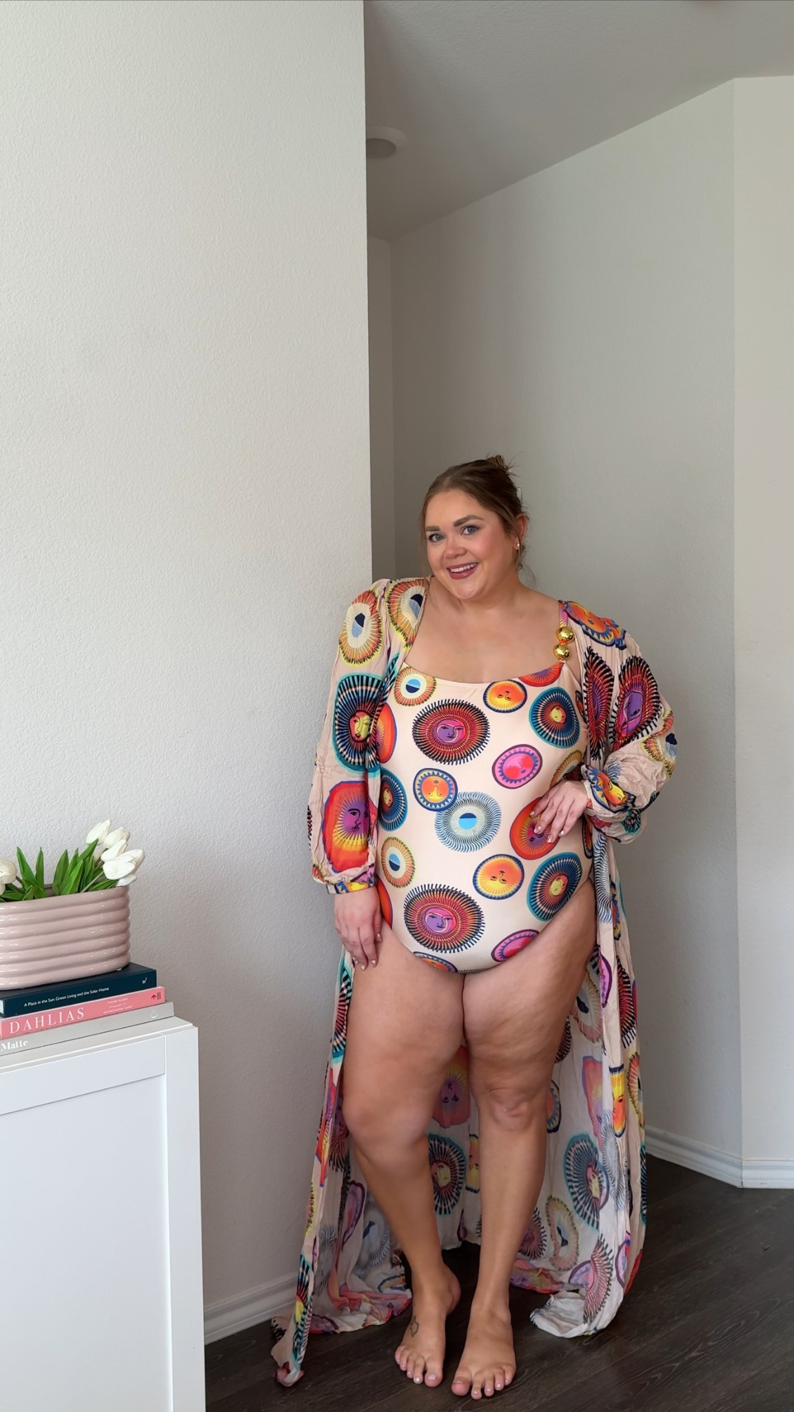 Plus size one piece swimsuit and cover up wearing 2x in swimsuit and xl/xxl in coverup 

#LTKPlusSize #LTKSwim