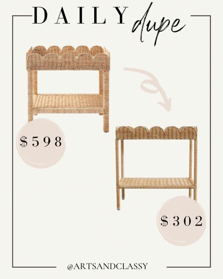 Function meets fabulous with the  dupe you have to see to believe! This gorgeous scalloped rattan side table is so versatile you can use it anywhere in your home! Will you save or splurge? 

#LTKhome #LTKSeasonal #LTKFind