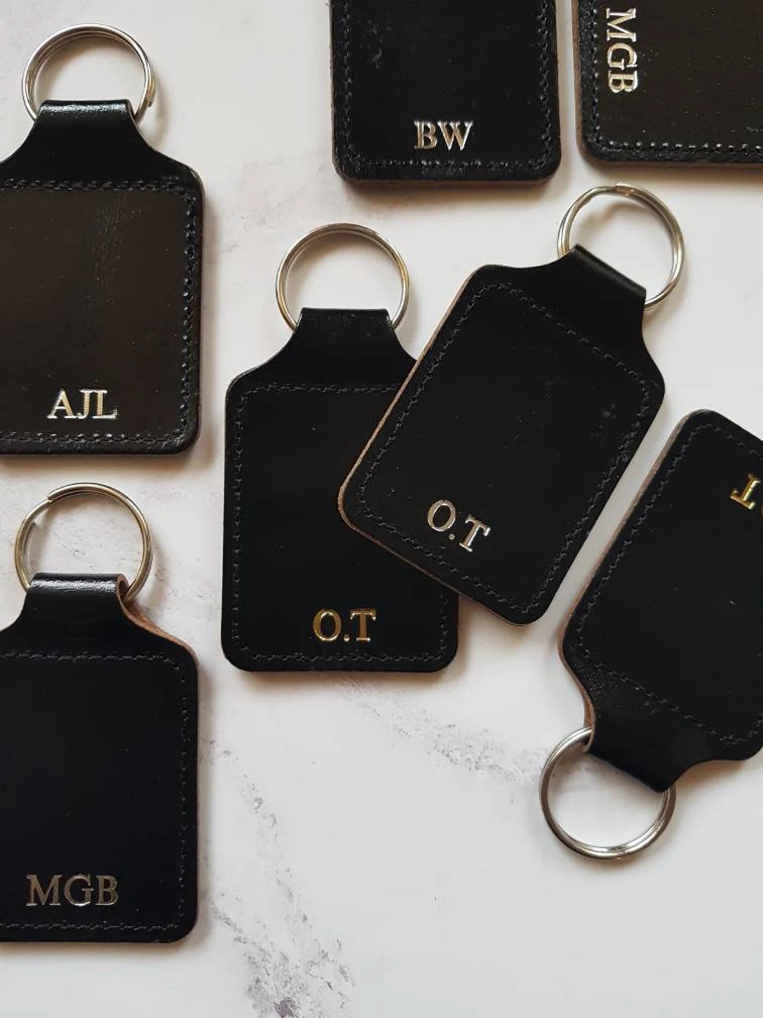 Personalised Keyring Key Fob, Custom Leather Key Ring. Add initials / monogram. Gift, Stocking Fi... | Etsy (UK)