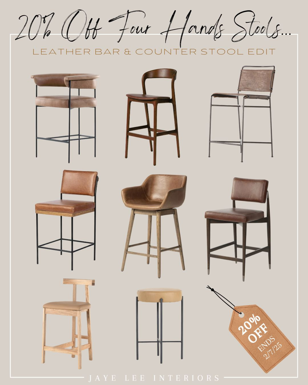 4 HANDS STOOLS ON SALE! The LEATHER bar stool and counter stool edit... Bar stools, counter stools, backless bar stool, high back counter stool, kitchen counter stool, kitchen island seating, dining chairs, dining furniture, counter height stool, bar height stool, black leather stool, woven black stool, modern black stool, modern bar stools, traditional bar stools, Four Hands Furniture, designer furniture, designer bar stools, Layla Grace Sale 

 #LTKHome #LTKSaleAlert #LTKParties