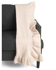 Cozy Sweater Knit Ruffle Throw, Spandex/Polyester/Acrylic | TJ Maxx