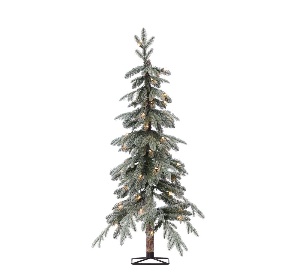 Pre-Lit Flocked Faux Natural Cut Alpine Trees | Pottery Barn (US)