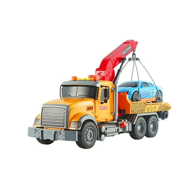 FEOLGEHLY 15 inch Tow Truck Toy Friction-Powered Transport Truck Crane, Lights and Sounds, Kids T... | Walmart (US)