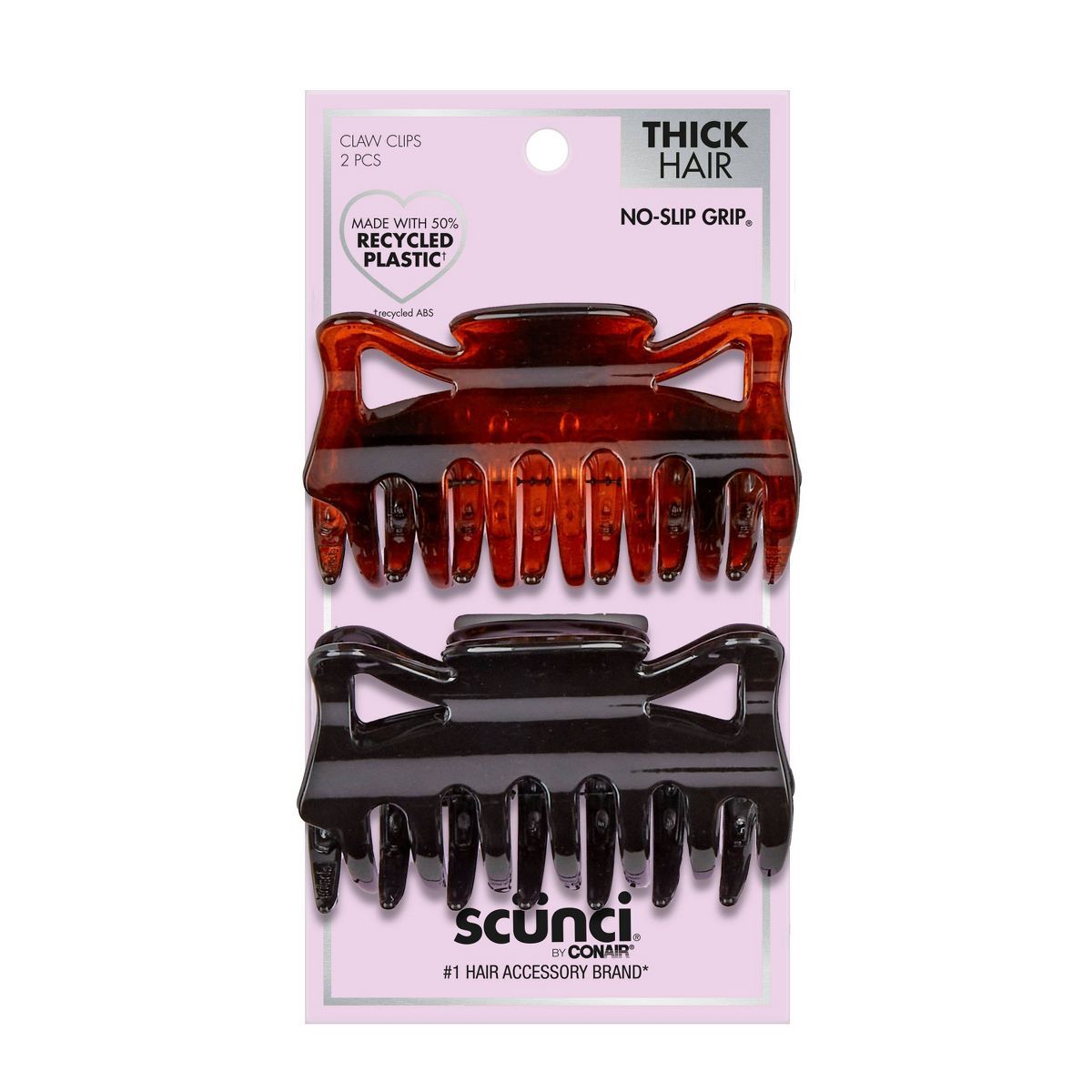 scünci No-Slip Grip Recycled Claw Clips - Tortoise/Black  - Thick Hair - 2pk | Target