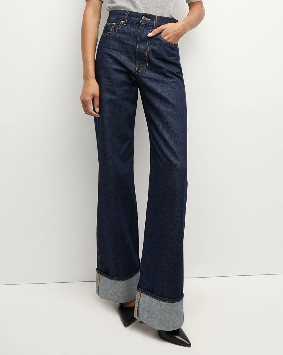 Taylor Wide-Leg Jean | Cuffed Jean in Dark Wash | Veronica Beard | Veronica Beard