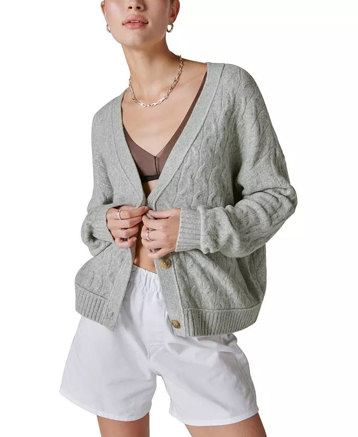 Lucky Brand Women's Cozy Cable-Knit Button-Front Cardigan - Macy's | Macy's