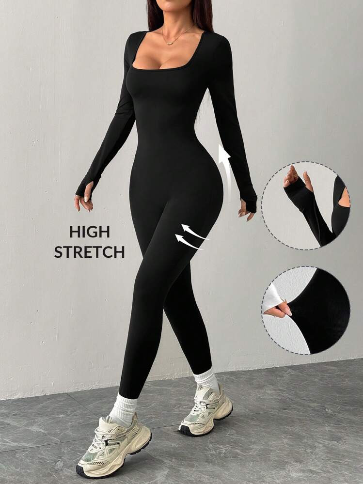 Black Yoga Jumsuit  | SHEIN