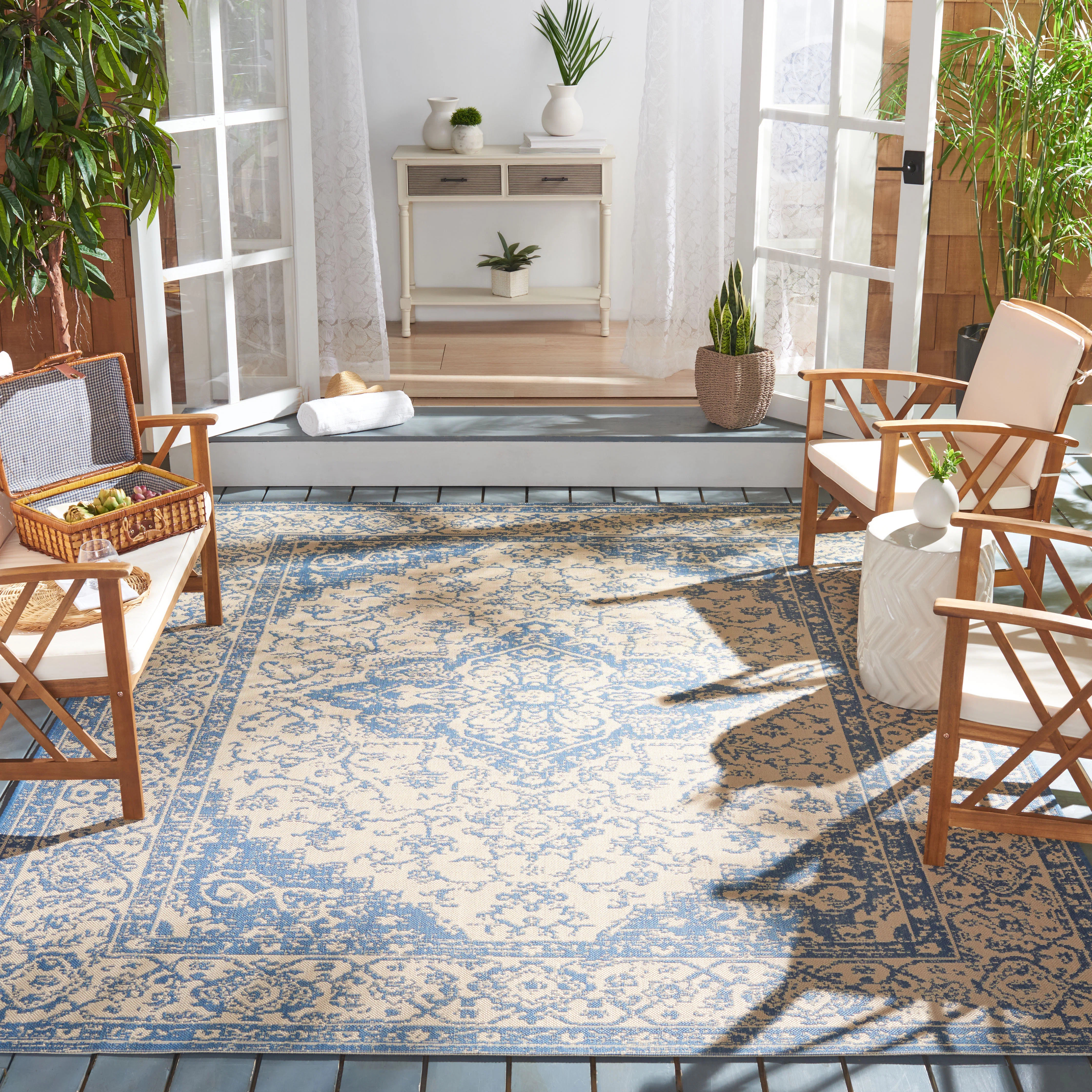 Compare Similar ItemsDanya Oriental Cream/Blue Indoor/Outdoor Area Rug$45.99  was$120.00 (148)Rat... | Wayfair North America
