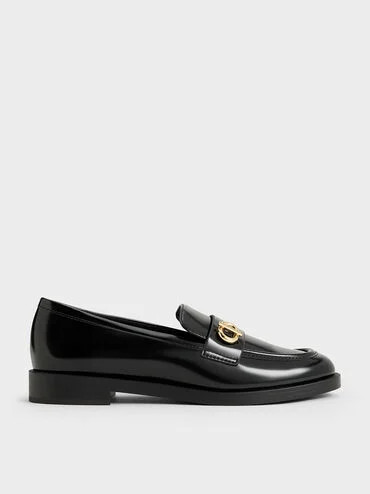 Black Box Metallic-Accent Loafers | CHARLES & KEITH UK | Charles & Keith UK