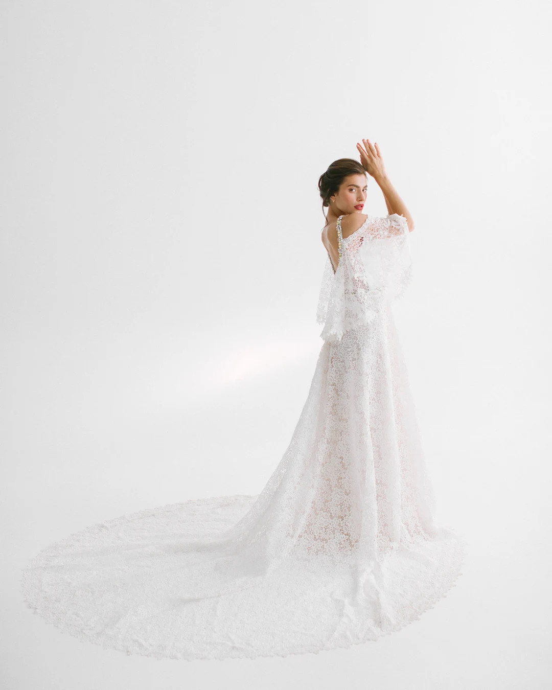 Ivory Lace Wedding Dress: Open Back Bridal Gown with Train | Etsy (US)