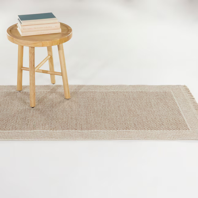 allen + roth with STAINMASTER Indy Fringe Performance 2 X 7 (ft) Beige Indoor/Outdoor Border Runn... | Lowe's