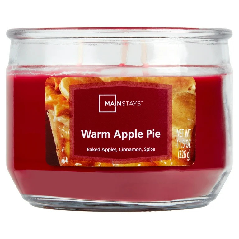 Mainstays Warm Apple Pie Scented 3-Wick Glass Jar Candle, 11.5 oz - Walmart.com | Walmart (US)