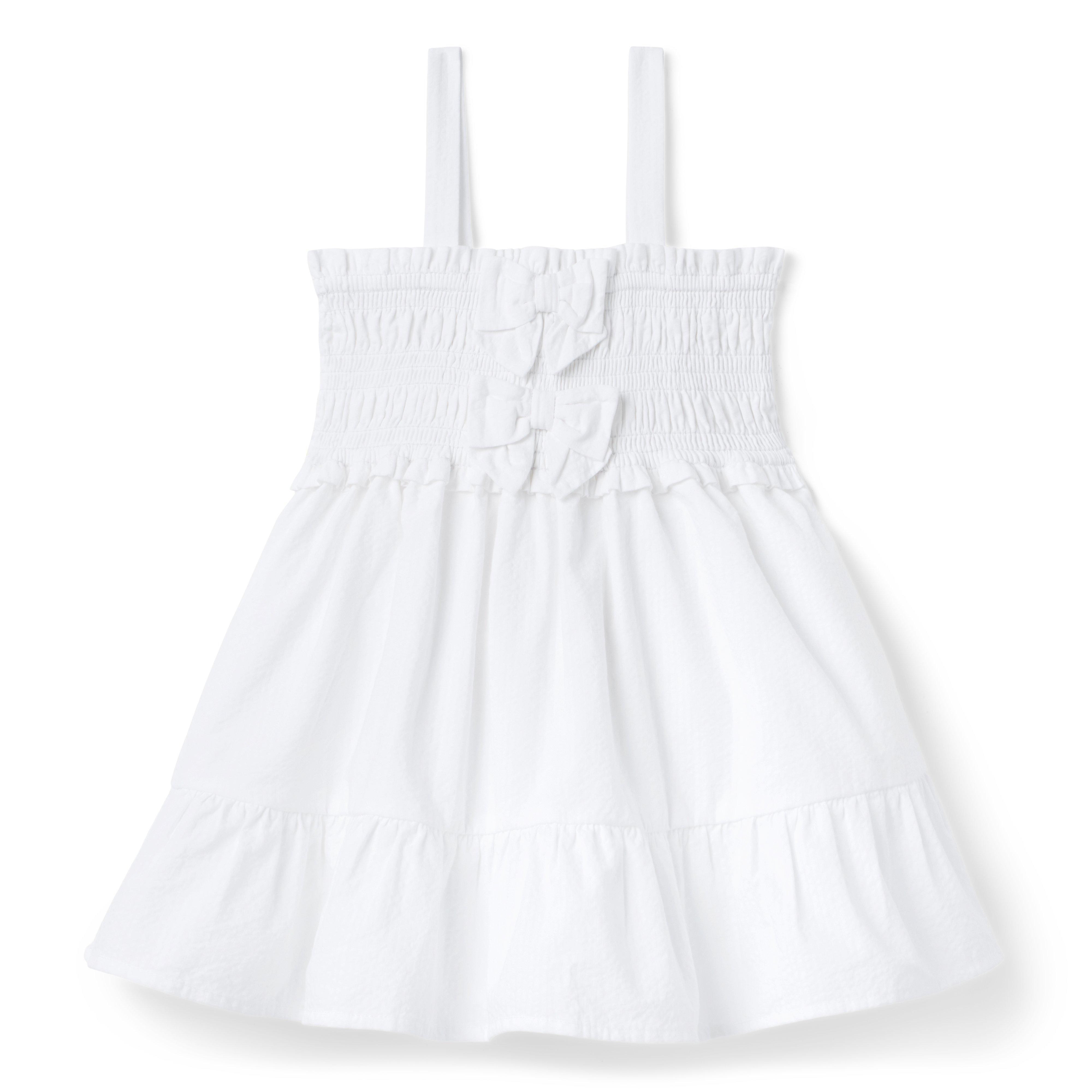 Janie and Jack | The Seersucker Bow Dress - White / 5 | Janie and Jack