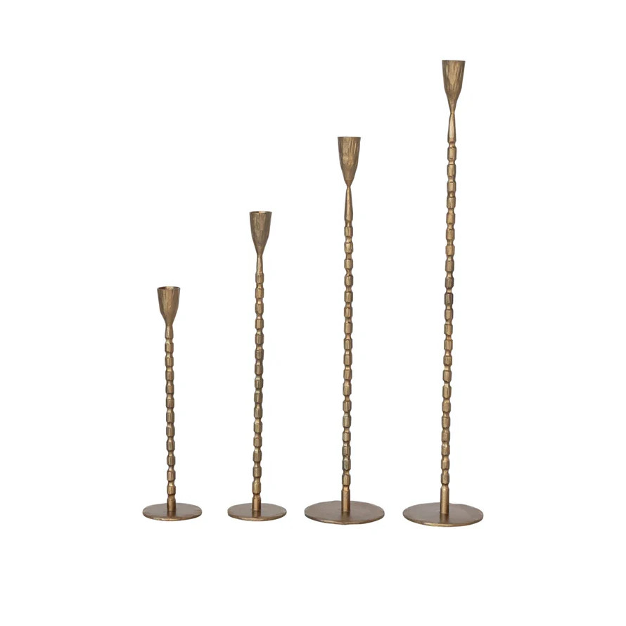 Cast Iron Brass Finished Candlesticks | Eco Chic Home