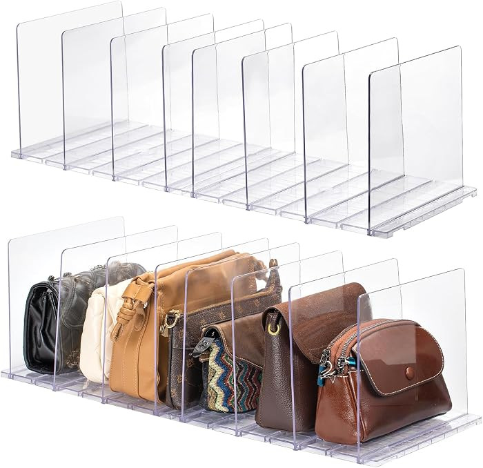 Purse Organizer for Closet, Adjustable Acrylic Clear Handbag Storage Organizers, Shelf Divider Ba... | Amazon (US)