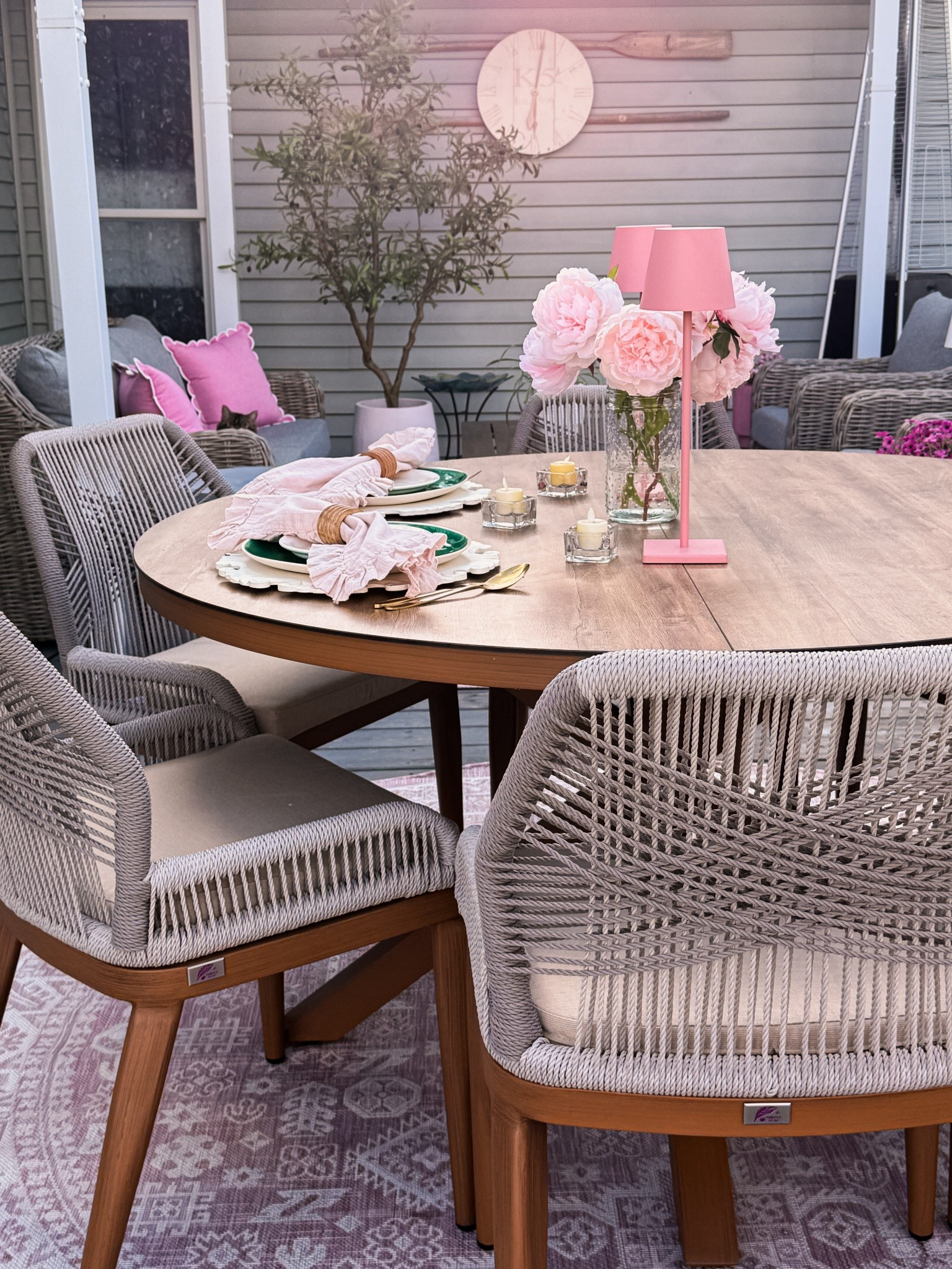 This dining set is from Purple Leaf, and if you’ve been here a bit, you already know how well their pieces hold up (we’ve had their pergola for a while now). The frame feels really sturdy, the rattan is all-weather, and the cushions are easy to clean — which makes it feel realistic for everyday use. Assembly was simple too, which I always appreciate.

Code: MARTHA05 to save!

#LTKSeasonal #LTKHome