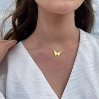 Gold Butterfly Necklace -Personalized Letter With - Dainty Elegant Minimalist Charm | Etsy (US)