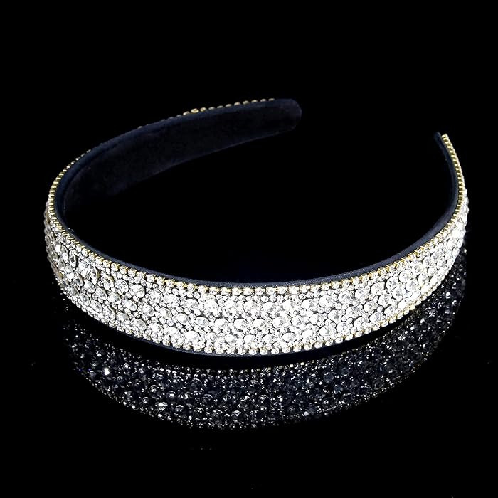 Wecoe Silver Headband with Rhinestones, Crystal Bling Sparkly Hair Band | Amazon (US)