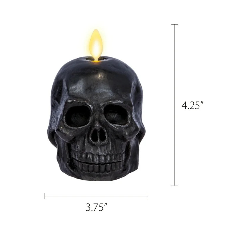 Luminara - Black Flameless Candle Skull - Unscented - 3.75" x 4.25" | Walmart (US)