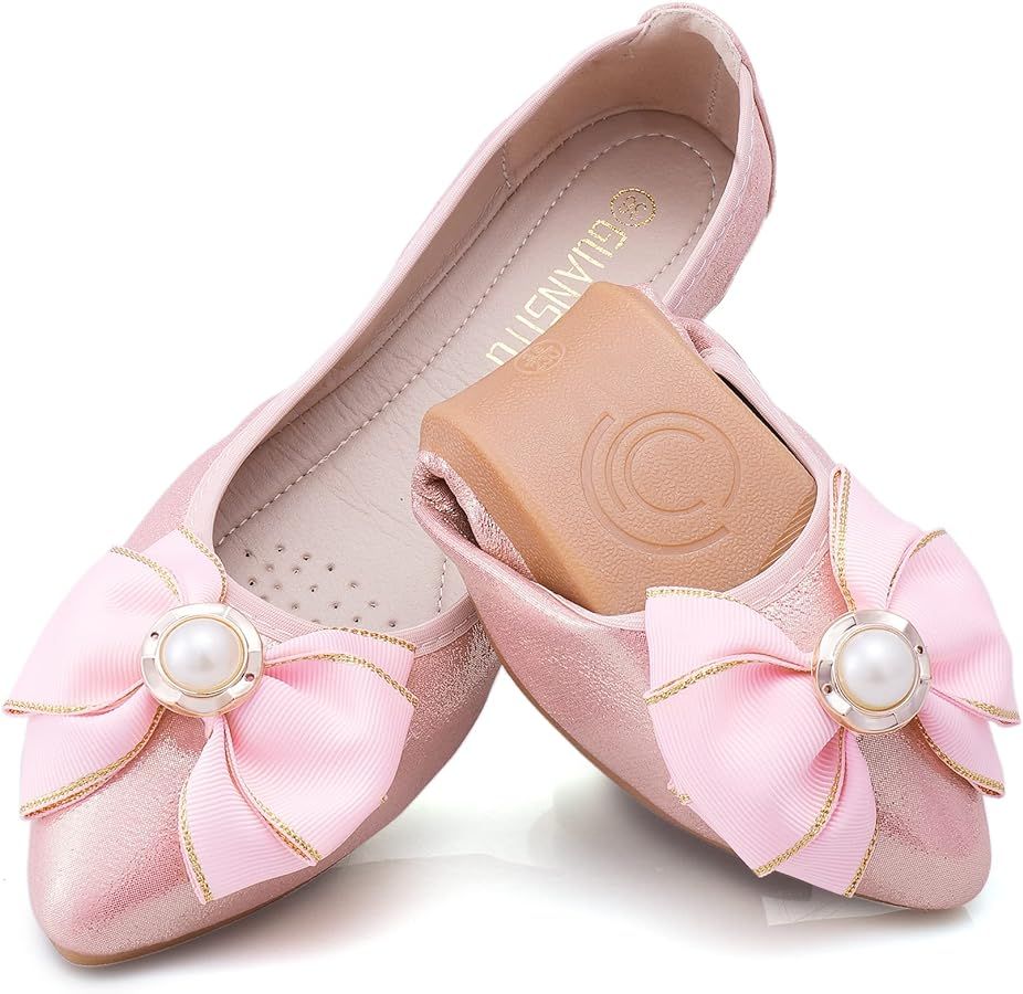 Womens Foldable Ballet Flats Bling Rhinestone Pointed Toe Comfort Slip On Walk Work Loafers Brida... | Amazon (US)