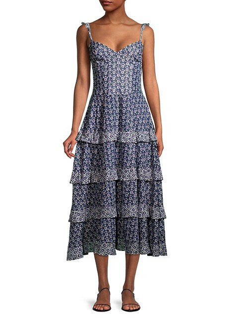 Petula Floral Ruffle Midi Dress | Saks Fifth Avenue OFF 5TH