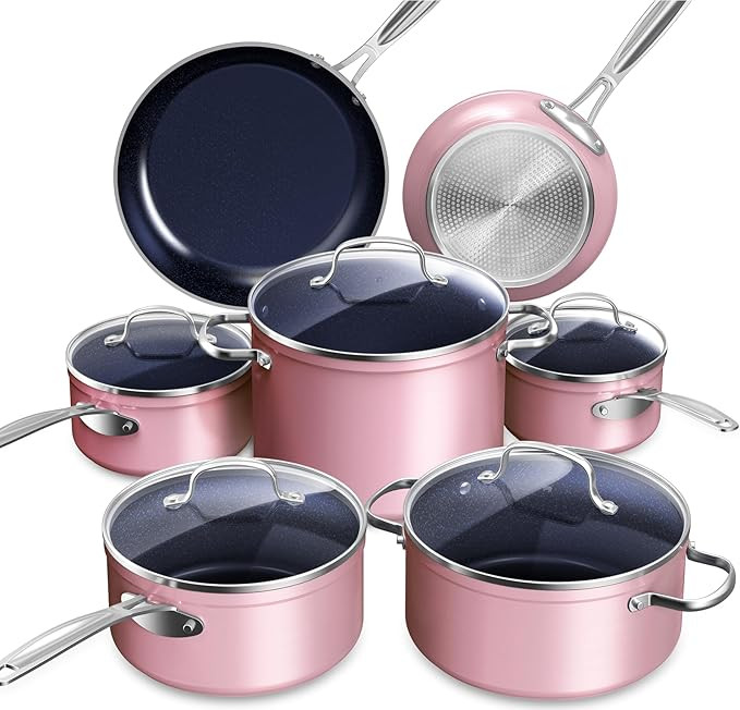 Nuwave Healthy Duralon Blue Ceramic Nonstick Cookware Set, Diamond Infused Scratch-Resistant, PFA... | Amazon (US)