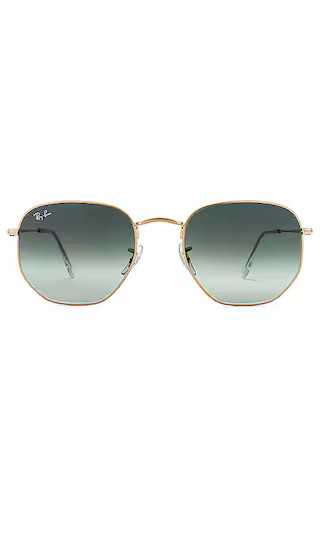 Ray-Ban Hexagonal Sunglasses in Metallic Gold. | Revolve Clothing (Global)