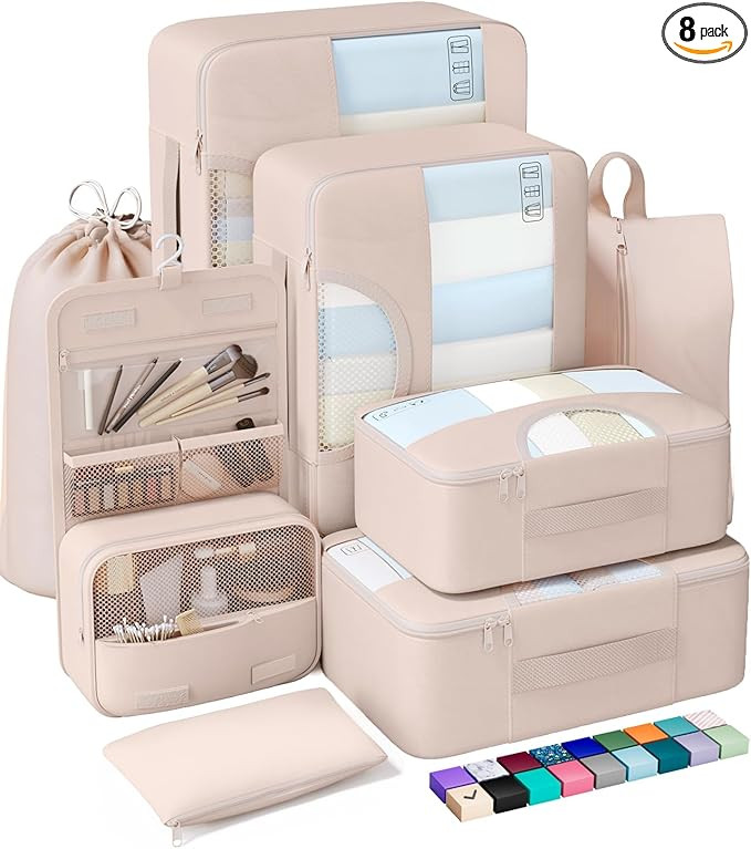 Veken 8 Set Packing Cubes for Travel, Gifts for Women Mom, Suitcase Organizer Bags for Luggage wi... | Amazon (US)