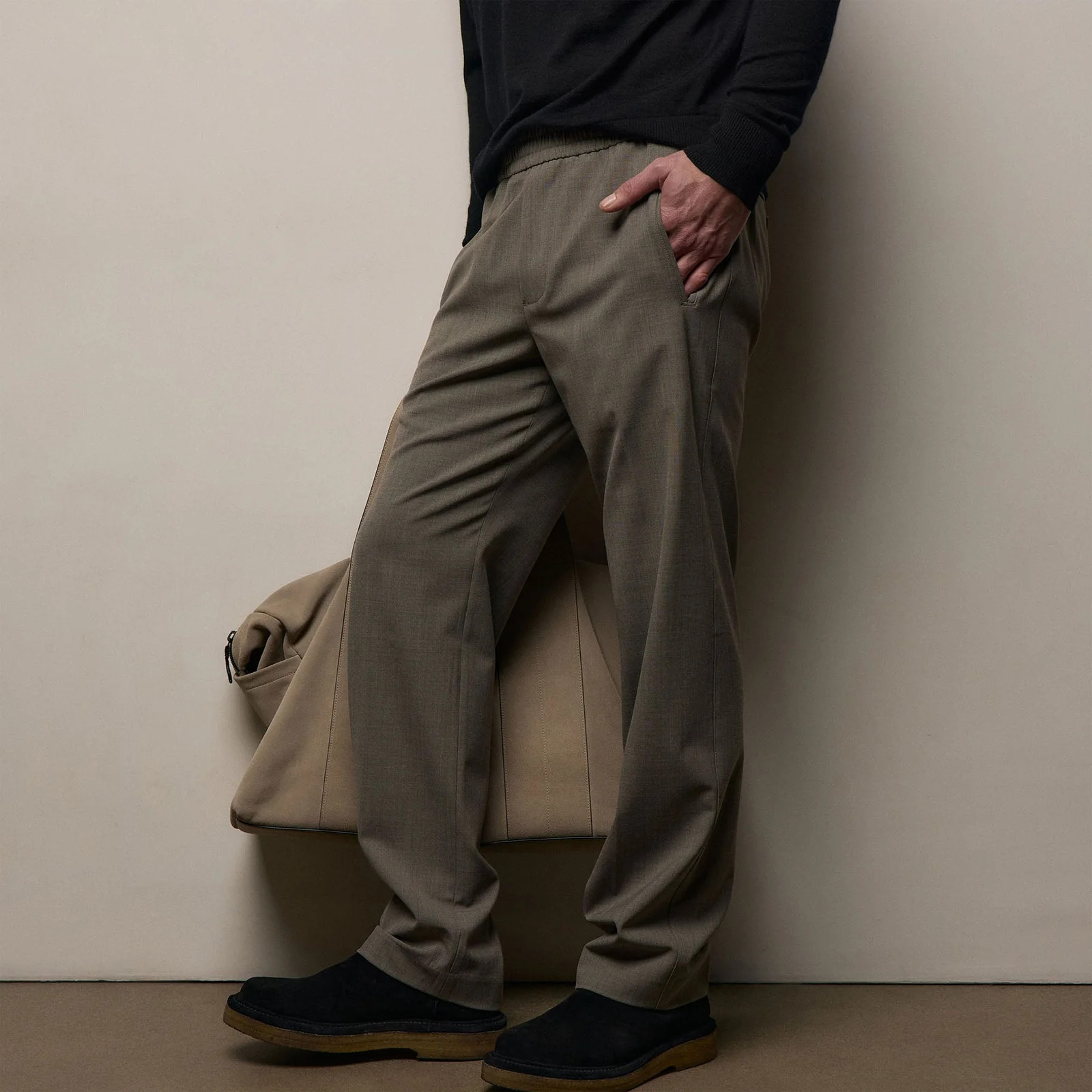 Wool Stretch Pull On Trouser - Light Olive | James Perse Los Angeles | James Perse (US)