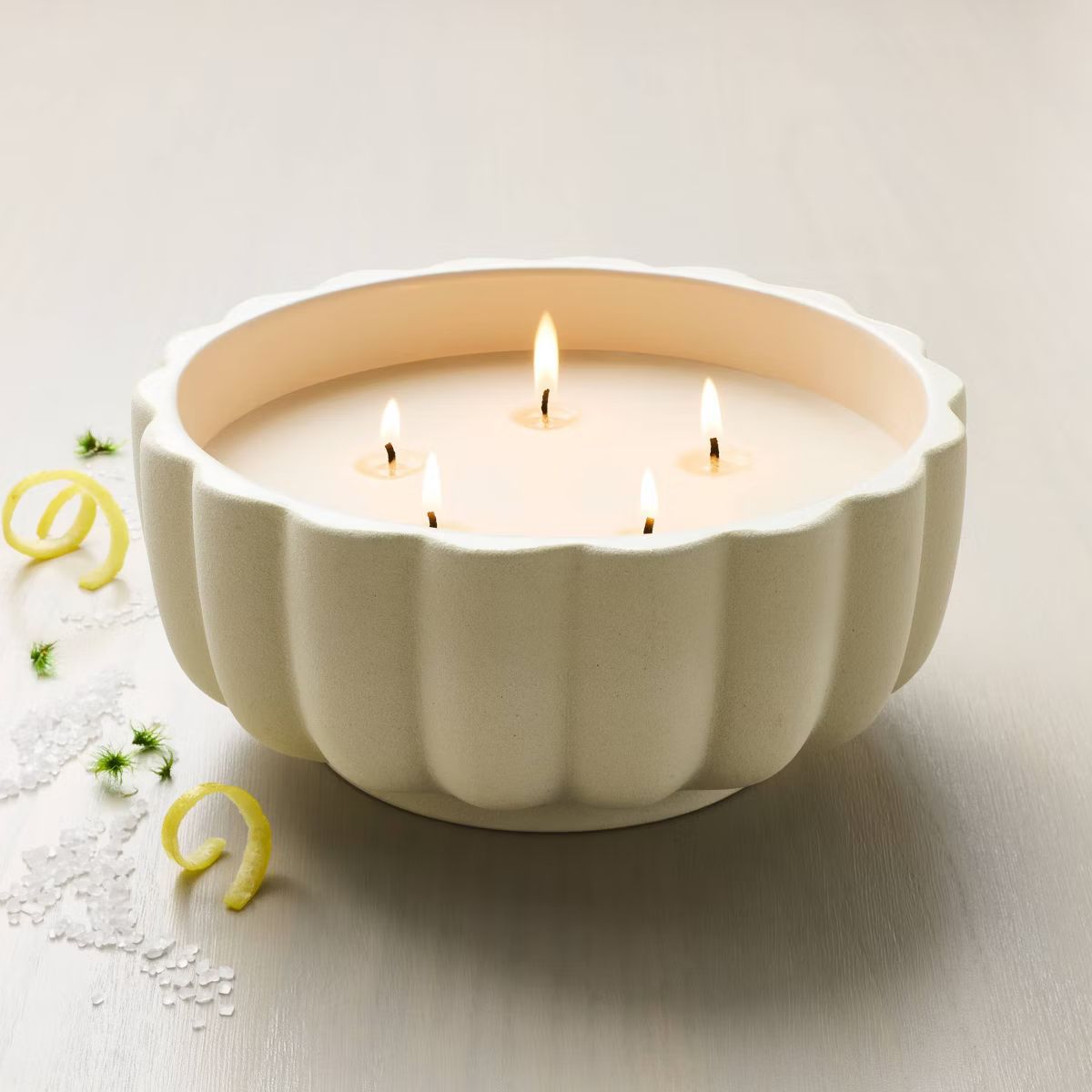 5-Wick Rustic Ceramic Salt Scalloped Jar Candle Cream 32oz - Hearth & Hand™ with Magnolia | Target