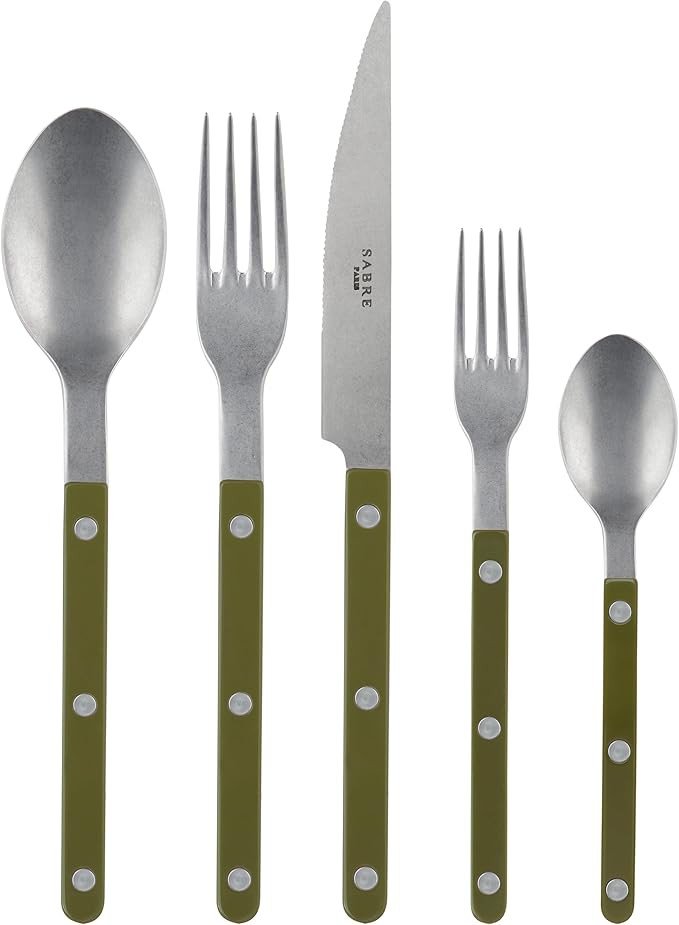 SABRE PARIS - 5-Piece Flatware Set - Bistrot Vintage Collection - Knives, Forks, Soup Spoons, Tea... | Amazon (US)