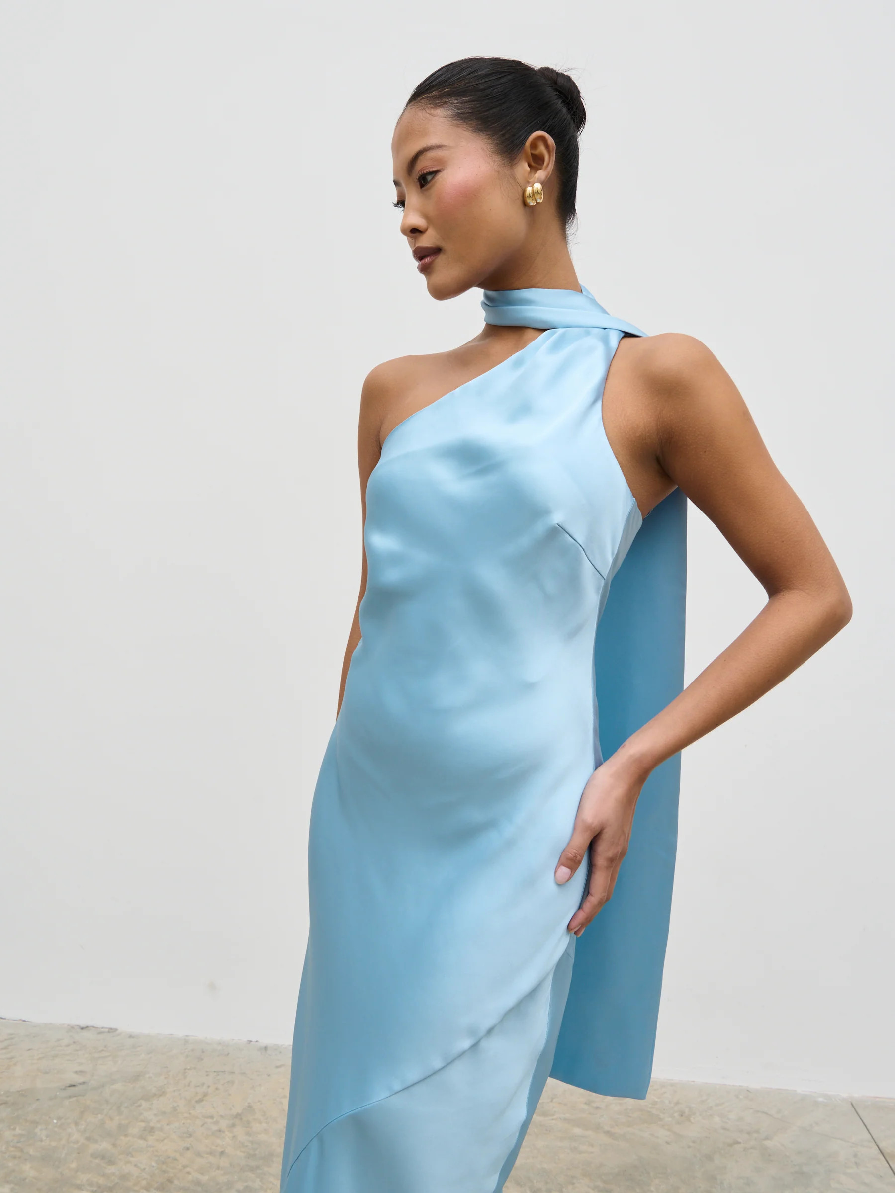 Sheree One Shoulder Scarf Midaxi Dress | Pretty Lavish (UK)