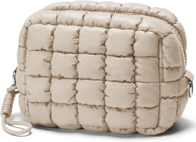 Quilted Makeup Bag Puffy Cosmetic Bag Cute Puffer Travel Toiletry Bag for Women, Small Makeup Pou... | Amazon (US)