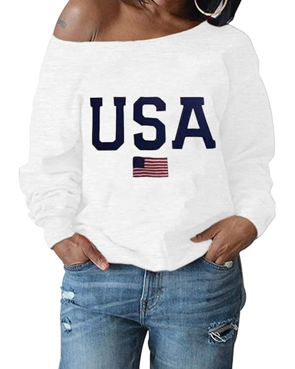 Women Oversized Off the Shoulder Blouse Long Sleeve Loose Slouchy Sweatshirt Pullover Plus Size L... | Amazon (US)