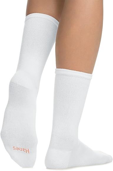 Hanes Ultimate Women's Crew Socks (Pack of 6) White | Amazon (US)