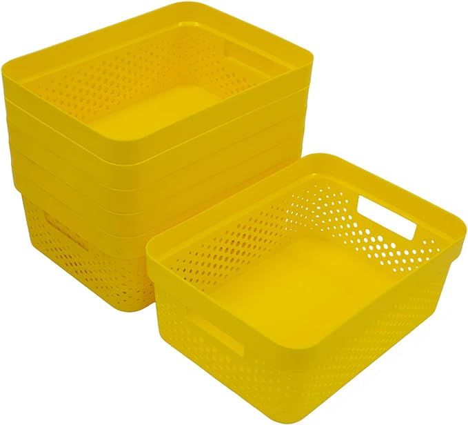 Glad Plastic Basket Set, Value Pack of 6 | Open Storage Bins for Shelves, Bathroom, Pantry, Close... | Amazon (US)