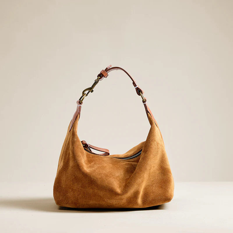 Small Maurice Hobo w/ Convertible Handle - Suede Caramel | Parker Thatch