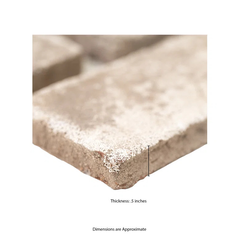 ArtisanBrik 12.5" x 25.5" Textured Clay Brick Herringbone Mesh-Mounted Mosaic Floor & Wall Tile | Wayfair North America
