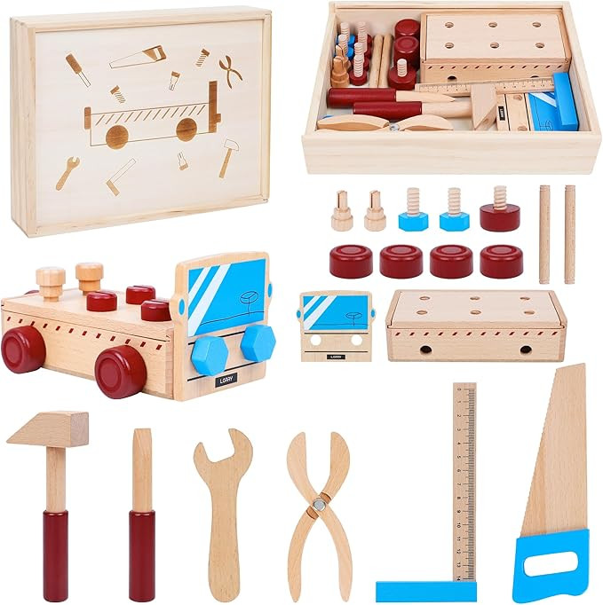 DIY Montessori Stem Kids Tool Set Toy Include Wood Saw,Wooden Hammer and Other Tools,Suitable for... | Amazon (US)