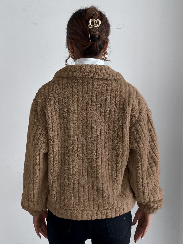 SHEIN Frenchy Drop Shoulder Button Front Flannel Jacket | SHEIN