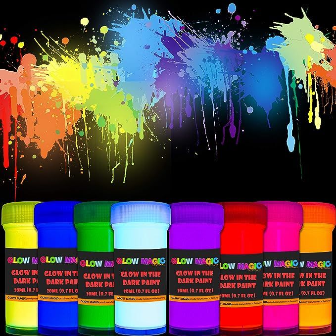individuall Glow in the Dark Paint - Acrylic Glow Reflective Paint for Party Supplies - Set of 8 ... | Amazon (US)