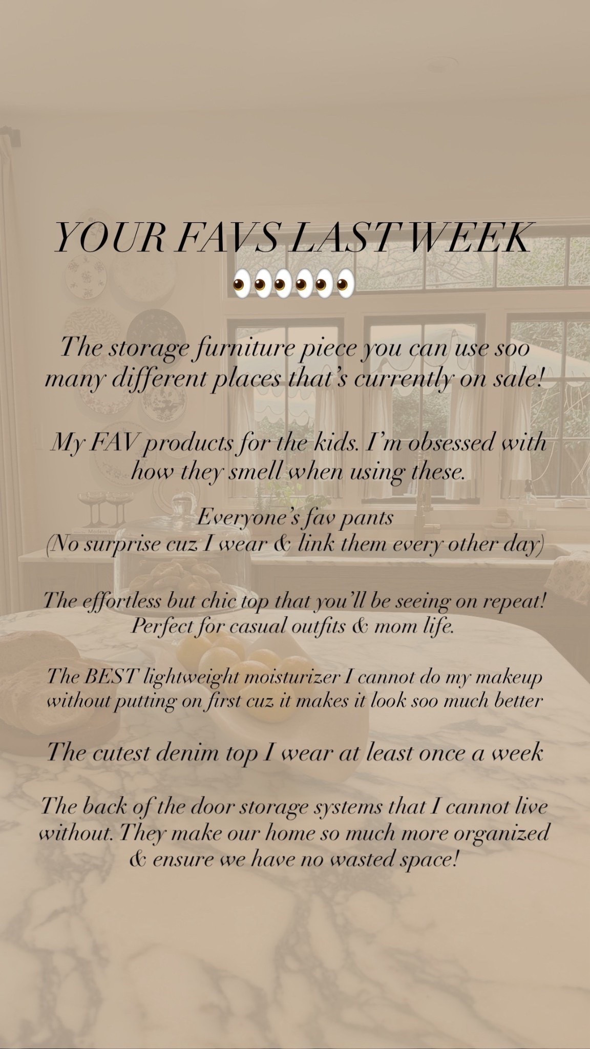 Everyone’s favs last week from what I’ve been sharing lately. 👀✨