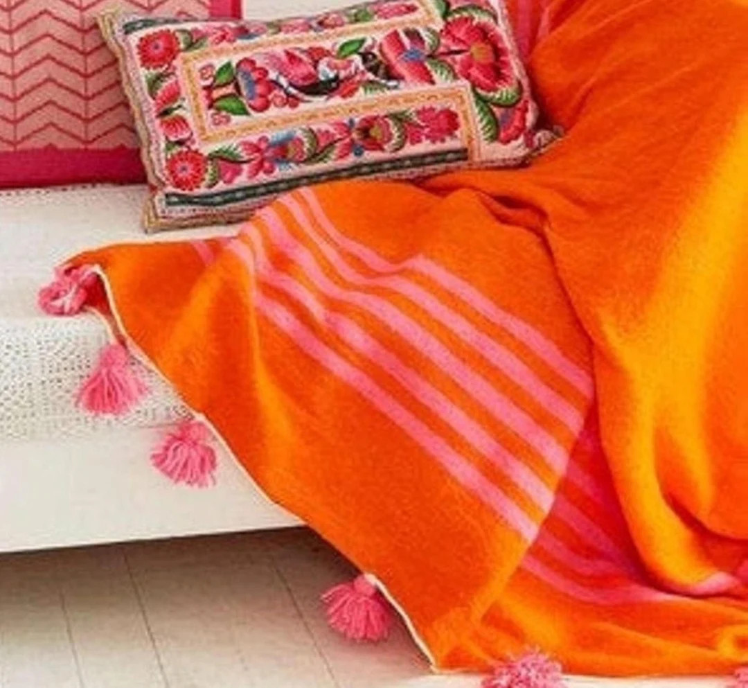 CHRISTMAS GIFTS Sofa Cover Moroccan Blanket Pom Pom - Etsy | Etsy (US)