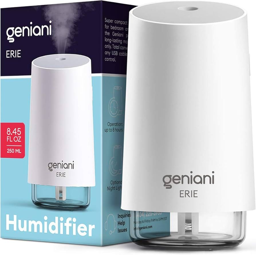 GENIANI Portable Small Cool Mist Humidifiers 250ML - USB Desktop Humidifier for Plants, Office, C... | Amazon (US)